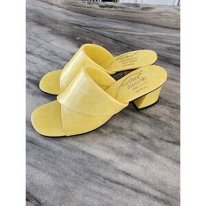 Vintage 70s Retro Groovy‎ Healed Sandal Yellow Pumps
